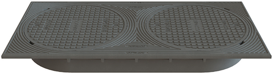 2 x kansi � 600 D400 - Special, laippa suorakaiteen muotoinen, irrotettavalla v�likappaleella (3-osainen)